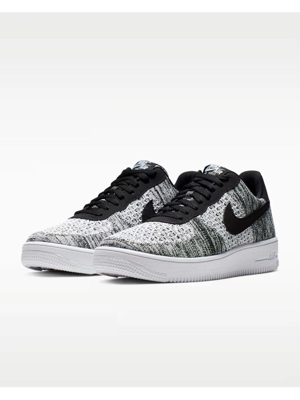 Nike Air Force 1 Flyknit 2.0 Shoes Black White Pure Platinum Men's sizes New